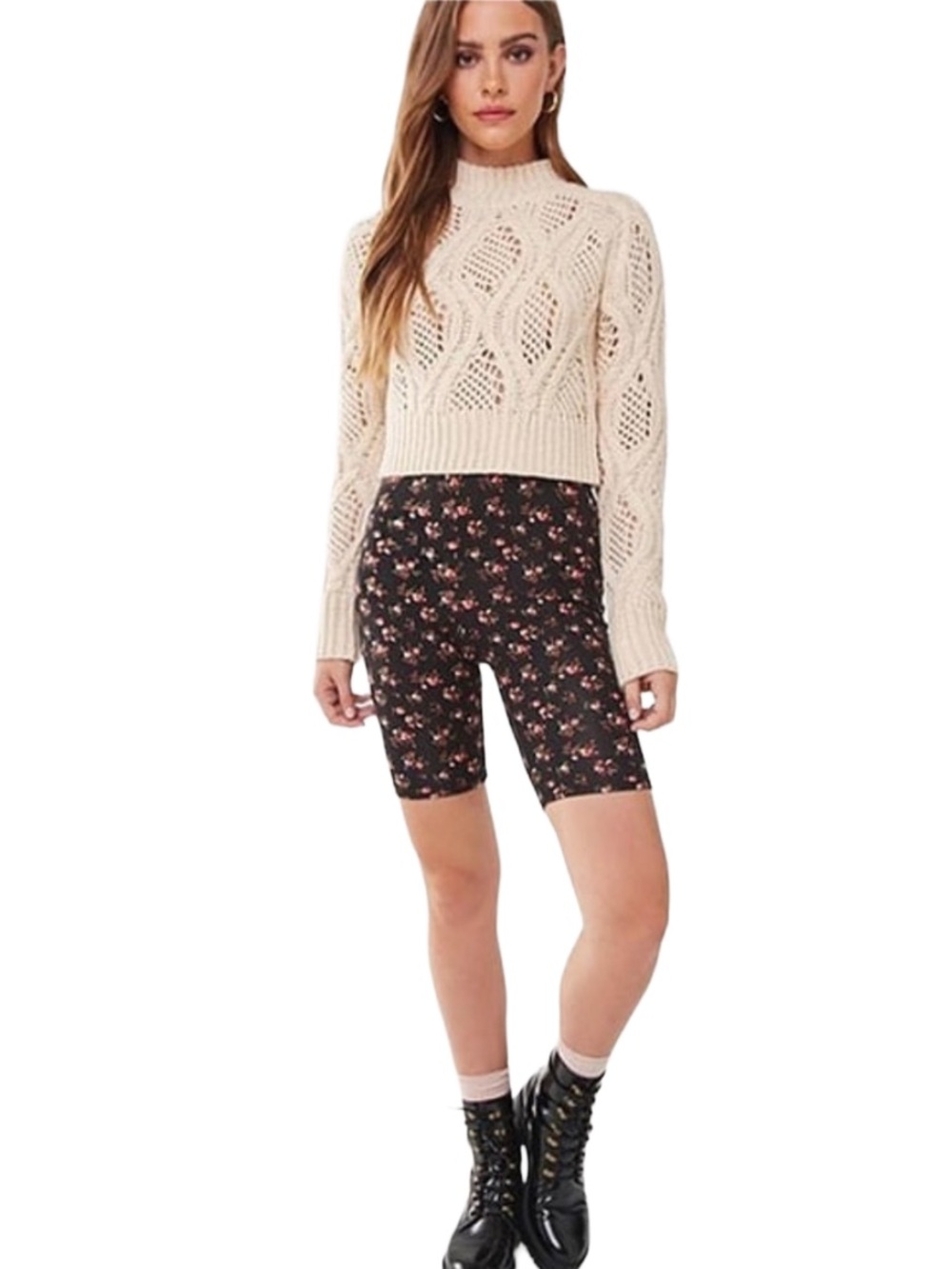 FOREVER 21+ CHUNKY KNIT CROP SWEATER - CREAM SIZE 3X (NEW WITH TAGS) A17
